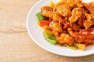 fried crispy chicken with sweet and sour sauce photo