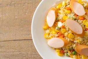 fried rice with sausage and mixed vegetable photo