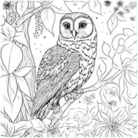 Vector illustration of two beautiful owl, on a white background