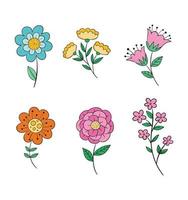 cute spring flowers vector collection