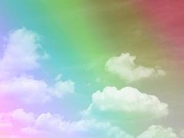 beauty sweet pastel red green colorful with fluffy clouds on sky. multi color rainbow image. abstract fantasy growing light photo