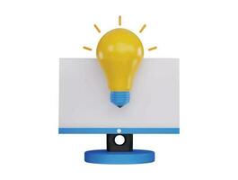 light icon with monitor 3d rendering vector illustration