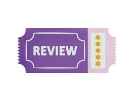 5 star review card icon 3d rendering vector illustration