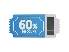 60 percent Discount card icon 3d rendering vector illustration