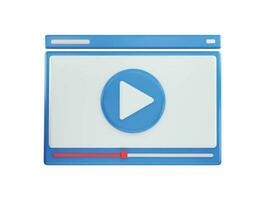 Video player or media player icon 3d rendering vector illustration