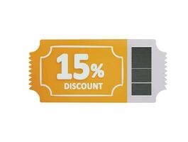 15 percent Discount card icon 3d rendering vector illustration