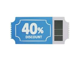 40 percent Discount card icon 3d rendering vector illustration