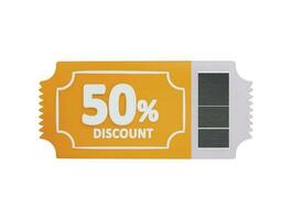 50 percent Discount card icon 3d rendering vector illustration