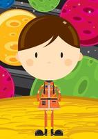 Cute Cartoon Space Astronaut on Alien Planet Surface vector