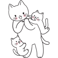Cartoon cute character mom and baby cat clipart. png