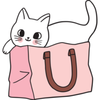 Cartoon cute character white cat clipart. png