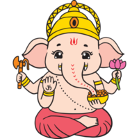 dibujos animados linda ganesha en hindú Dios clipart. png