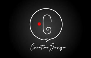 G alphabet letter logo icon design with line red dot and vintage style. Black and white creative template for company and business vector