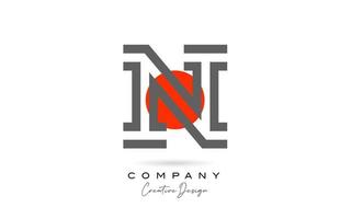 gris línea norte alfabeto letra logo icono diseño con rojo punto. creativo modelo para empresa y negocio vector