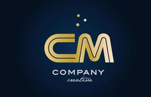 gold golden CM combination alphabet bold letter logo with dots. Joined creative template design for company and business vector