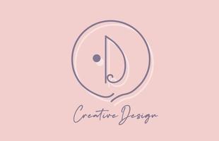 D alphabet letter logo icon design with line dot and vintage style. Pink blue creative template for business and company vector
