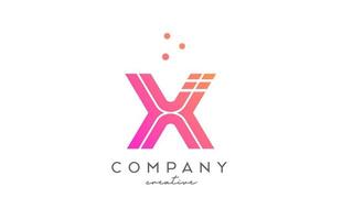 X pink alphabet letter logo with lines and dots. Corporate creative template design for business and company vector