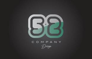 52 green grey number logo icon design. Creative template for company and business vector