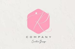 pink polygon R alphabet letter logo icon design with dot and elegant style. Creative template for company and business vector