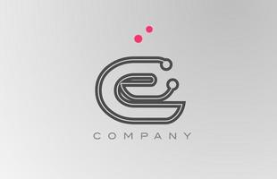 pink grey E alphabet letter logo icon design with line and dot. Creative template for business and company vector