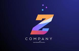 colored Z alphabet letter logo icon with dots. Orange pink blue creative template design for business and company vector