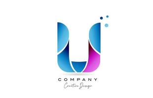 pink blue U alphabet letter logo icon design with gradient. Creative template for company and business vector