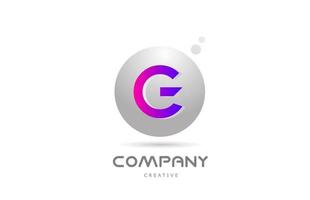 pink grey sphere G alphabet letter logo icon design with dot. Creative template for business and company vector