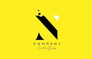 yellow black N alphabet letter logo icon design with dots. Creative template for company and business vector