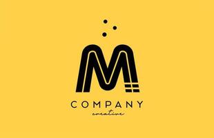 M yellow black alphabet letter logo with lines and dots. Corporate creative template design for company and business vector