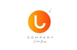 U orange sphere alphabet letter logo icon design with dot. Creative template for company and business vector