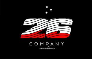 26 number logo with red white lines and dots. Corporate creative template design for business and company vector