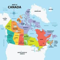 Canadá mapa con todas estados vector