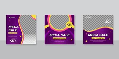 Set of Editable minimal square banner template design. Suitable for social media post and web internet ads vector