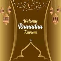 Welcome ramadan kareem greeting design, islamic background vector