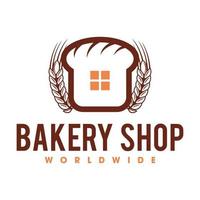 Bakery bread logo template, Bread shop house vector