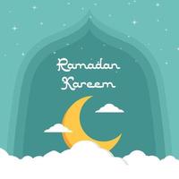 Ramadan Kareem set of posters or invitations design , stars and moon on gold and soft blue background. Vector illustration. Place for text