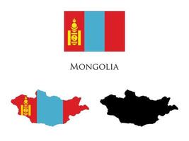 mongolia flag and map illustration vector