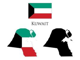 kuwait flag and map vector