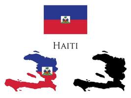 Haití bandera y mapa vector