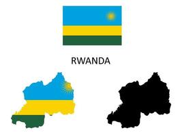 rwanda flag and map illustration vector