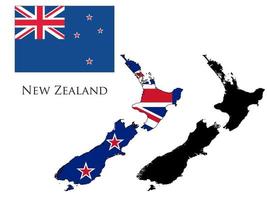 new zealand Flag and map illustration vector