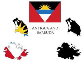 antigua and barbuda Flag and map illustration vector