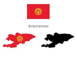 kyrgyzstan flag and map illustration vector