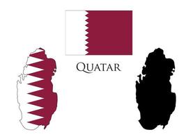 quatar flag and map illustration vector