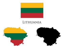 bandera de lituania y vector de mapa