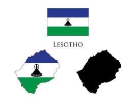 lesotho flag and map vector