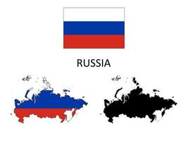Russia flag and map illustration vector