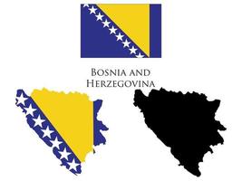 bosnia and herzegovina Flag and map illustration vector