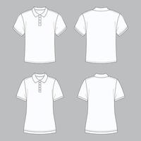 Polo White T-shirt Outline Mock Up vector