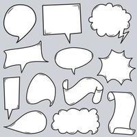 Hand drawn set of speech bubbles isolated . Doodle set element. Vector illustration.